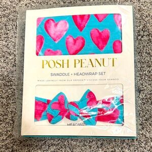 Posh Peanut Queen of Hearts Swaddle and Headwrap Set